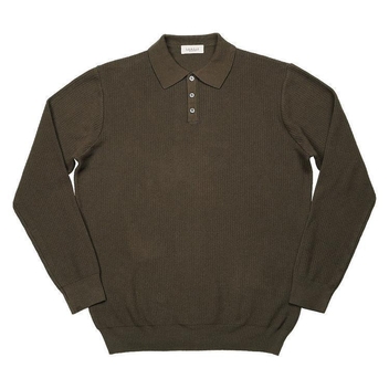 16G Texture Polo Knit (Khaki Brown)