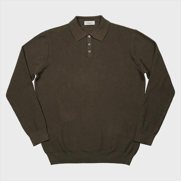 16G Texture Polo Knit (Khaki Brown)