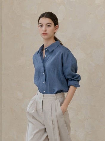 Deep Blue Linen Shirt