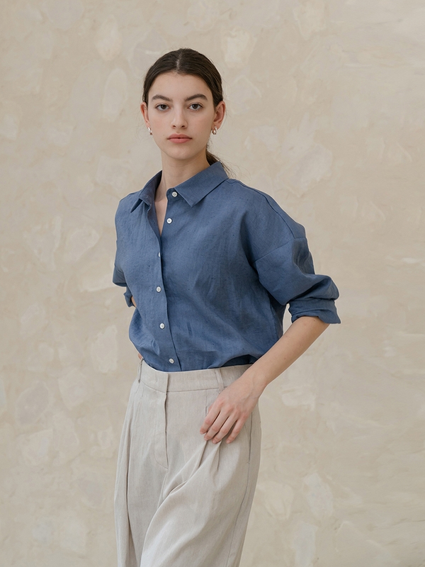 Deep Blue Linen Shirt