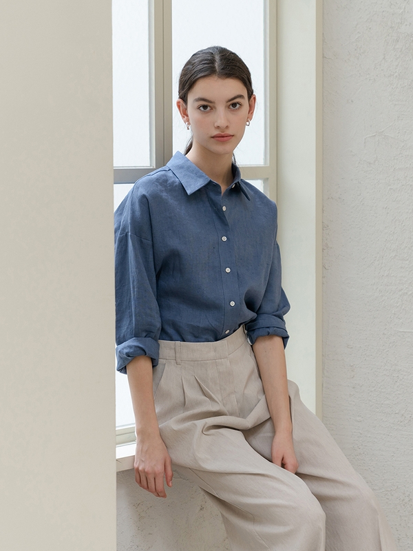 Deep Blue Linen Shirt