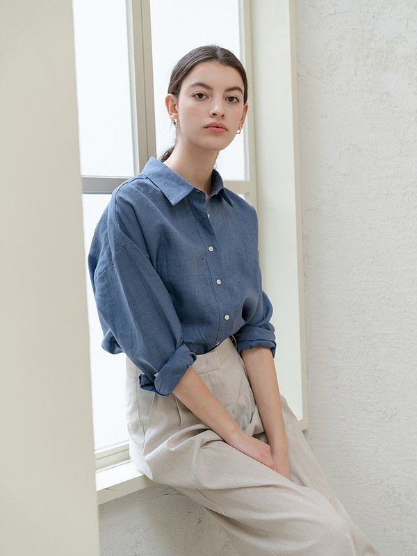 Deep Blue Linen Shirt