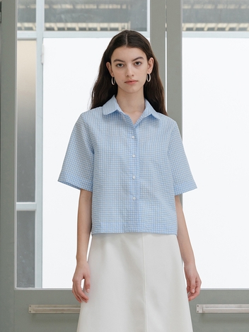 Blue Gingham Basic Shirt