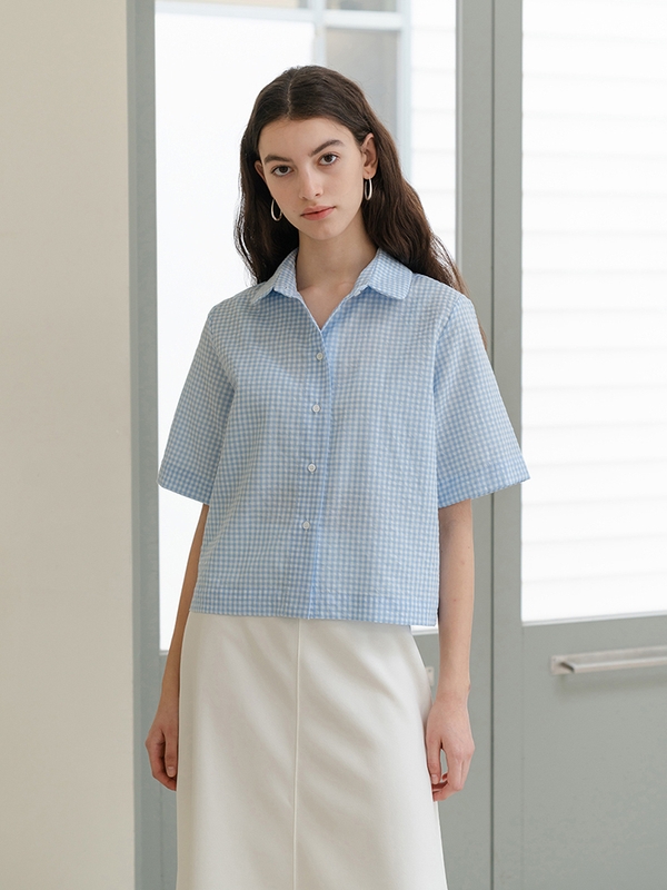 Blue Gingham Basic Shirt