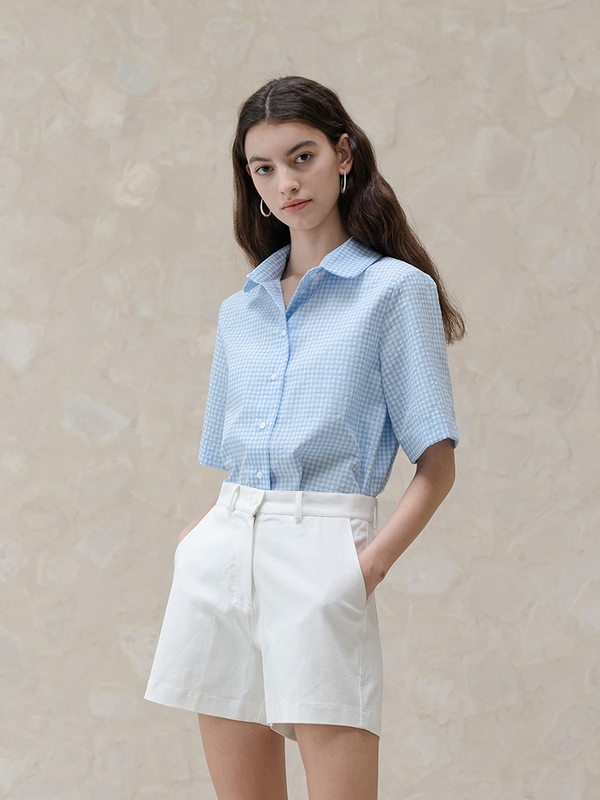 Blue Gingham Basic Shirt