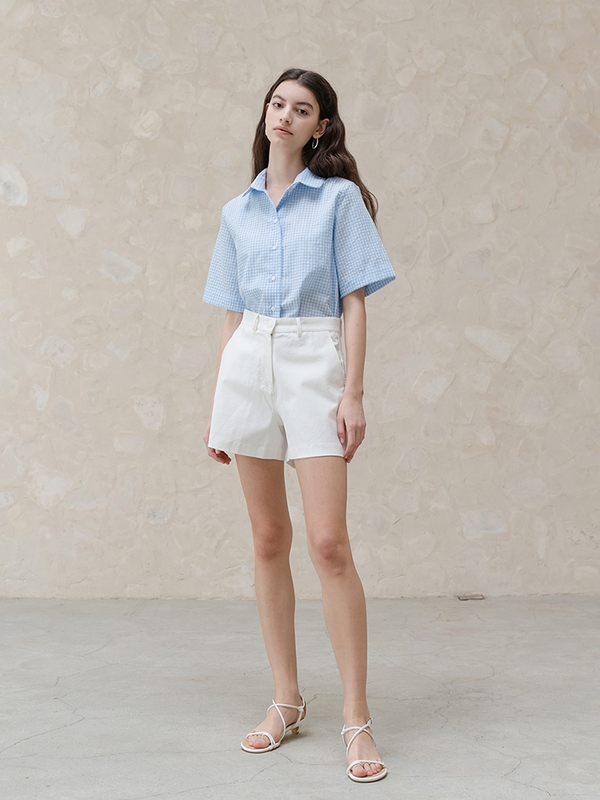 Blue Gingham Basic Shirt