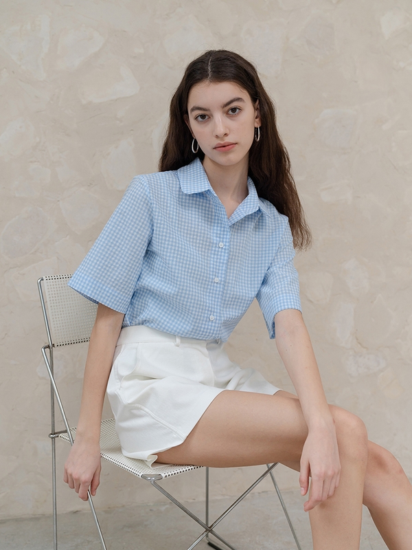 Blue Gingham Basic Shirt