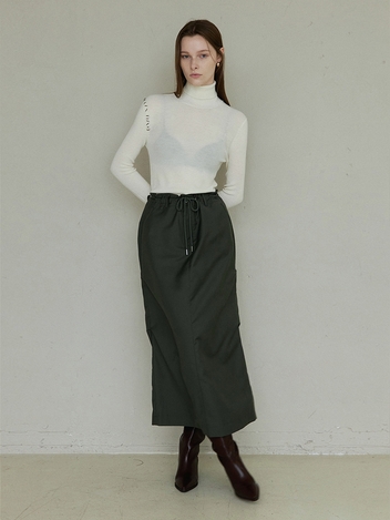 SIDE TUCK STRING SKIRTS / KHAKI