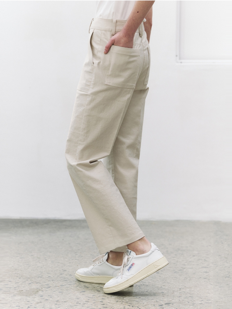 High rise stitch pants (ecru)