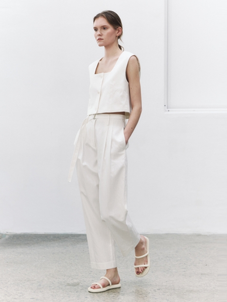 Linen belted pants (white)