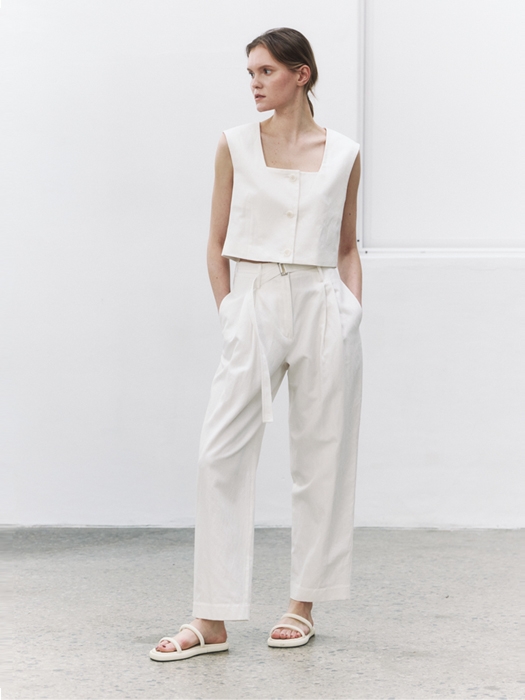 Linen belted pants (white)