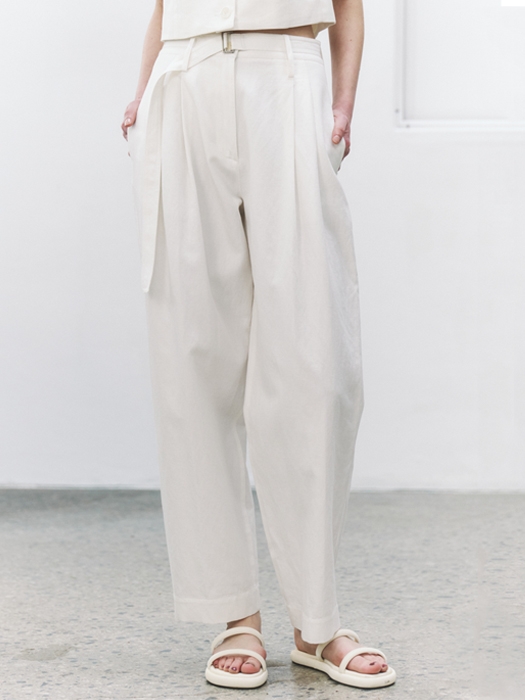 Linen belted pants (white)