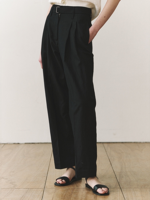  Linen belted pants (black)