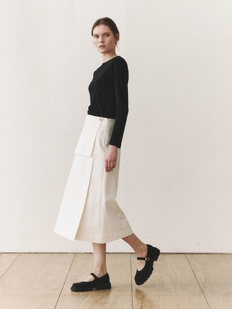  A line midi skirt (ivory)