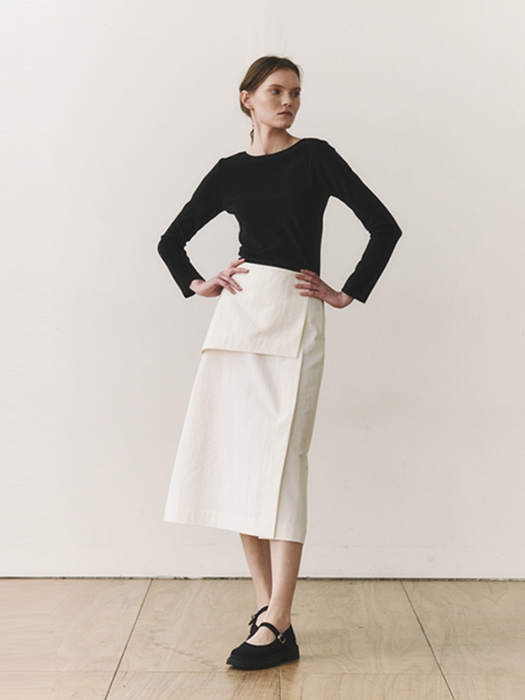  A line midi skirt (ivory)