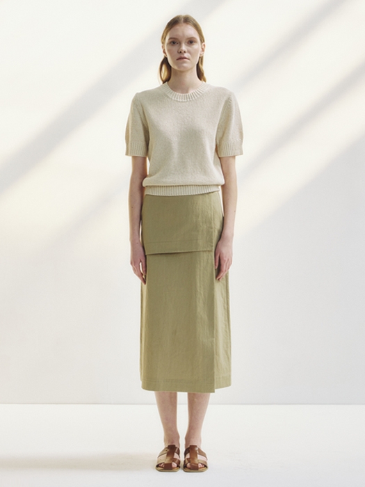 A line midi skirt (beige)