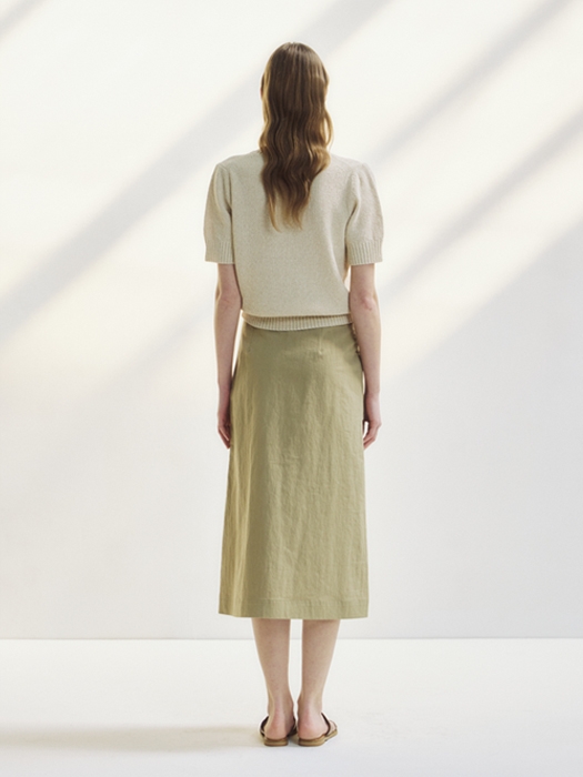 A line midi skirt (beige)