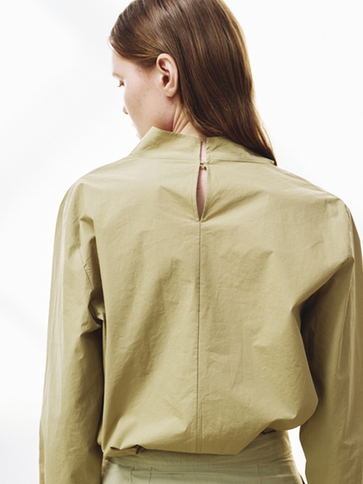 High neck cotton shirt (olive)