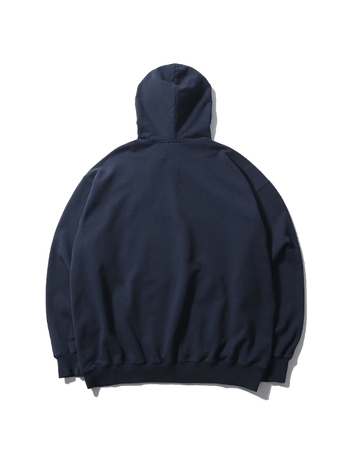LOOSE SWEAT HALF ZIP HOODIE SAGE NAVY 