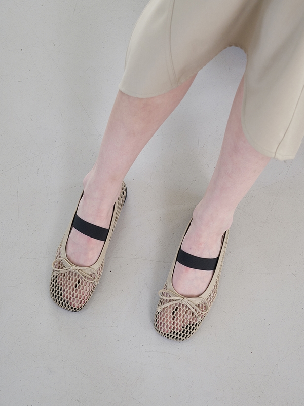 Lumi Ballet Flats Mesh Beige