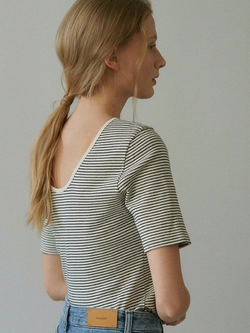 stripe ribbed t-shirt (black)