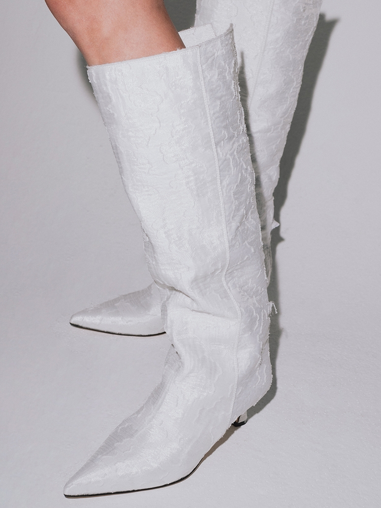 Jacquard long boots - White