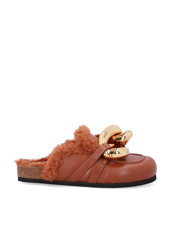 [JW ANDERSON] 여성 에코퍼 체인 로퍼 뮬 브라운 JWA28FSML008BR