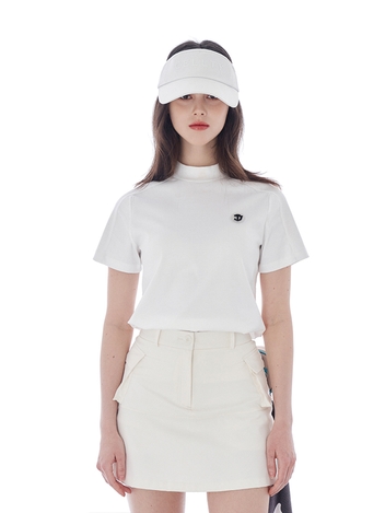 [CELLTY] PLAIN SYMBOL HALF SLEEVE-WH