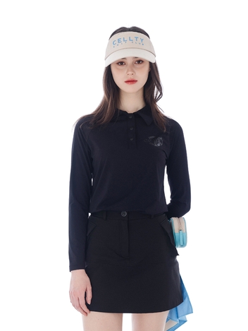 [CELLTY] PLAIN COLLAR-NECK LONG SLEEVE-BK
