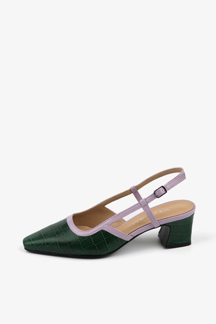 CROCODILE PATTERN SLINGBACK 5cm_GREEN