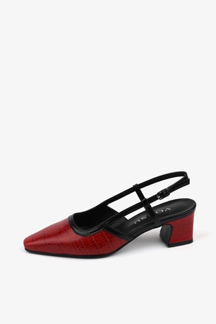 CROCODILE PATTERN SLINGBACK 5cm_RED