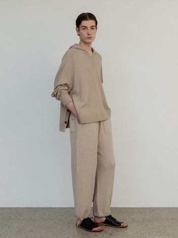 Organic cotton drawstring hem jogger pants_Clay