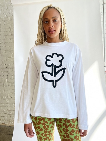 Flower long sleeve t-shirt - white/black