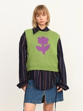 One flower vest - green/purple