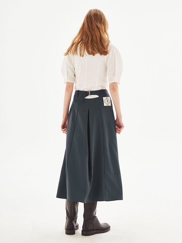 [LINE] Back Cut-Out Pleats Skirt (3colors)