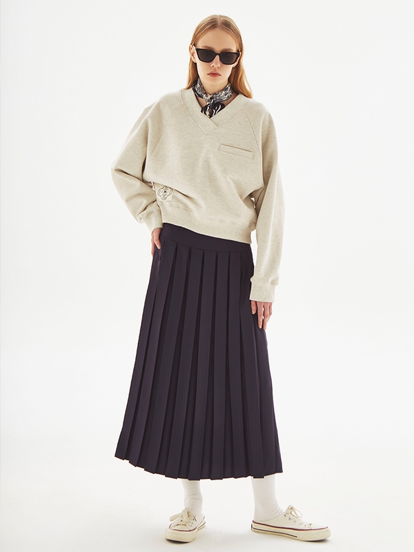 [LINE] Back Cut-Out Pleats Skirt (3colors)