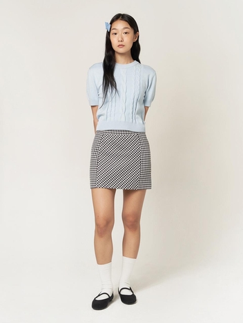 체크 미니 스커트 블랙