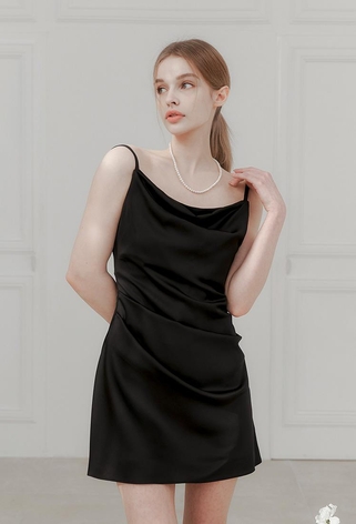 Jeanne Satin Mini One-piece (Black)