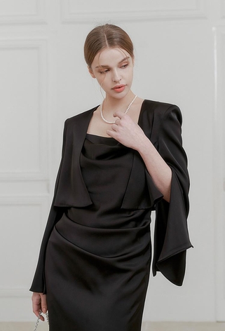 Jeanne Satin Jacket (Black)