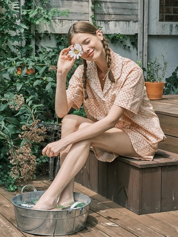 앤의 노래 반팔 여성페어 크림(40수)