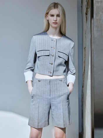 [HUNCH] Unique herring bone half pants