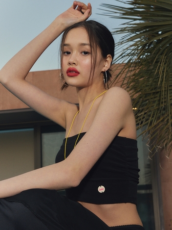 SHIRRING TUBE TOP BLACK