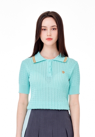 [CELLTY] PLAIN CABLE HALF KNIT-MI