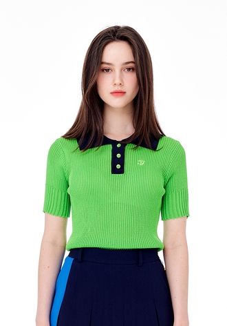 [CELLTY] CONTRAST RIBBED HALF KNIT-GR