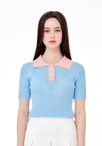 [CELLTY] CONTRAST RIBBED HALF KNIT-SB