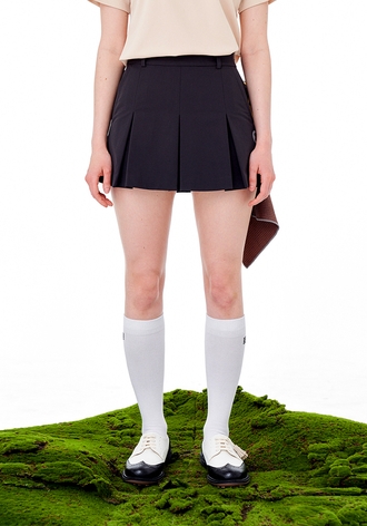 [CELLTY] SIGNATURE PLEATS BANDING SKIRT-GY