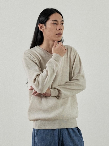 캐시 세미 브이넥 니트 티셔츠 (오트밀)