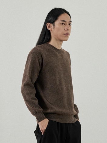 캐시 세미 라운드 니트 티셔츠 (브라운)
