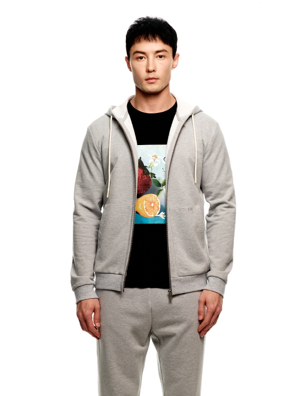 2-Way Logo Zip-up Hoodie_Grey