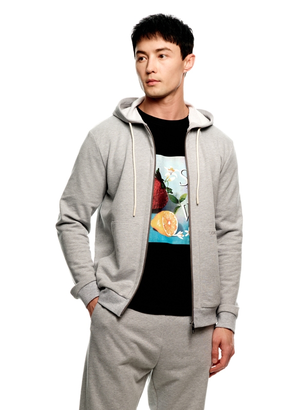 2-Way Logo Zip-up Hoodie_Grey